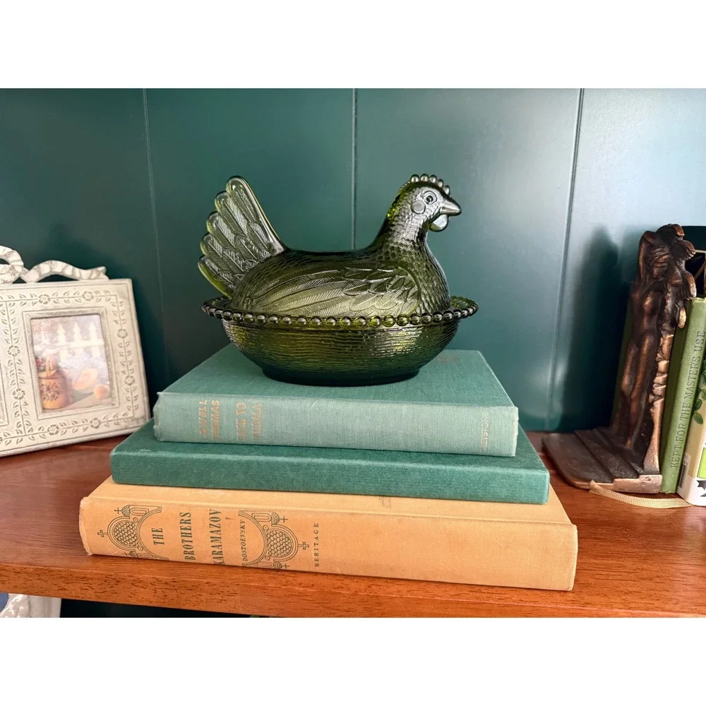 Indiana Glass Hen on Nest Covered Dish | Vintage Chicken Candy Dish |